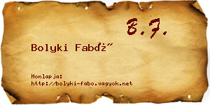 Bolyki Fabó névjegykártya